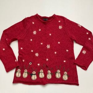 Northern Isles Holiday Winter Christmas Red Sweater Snowman Sz. L